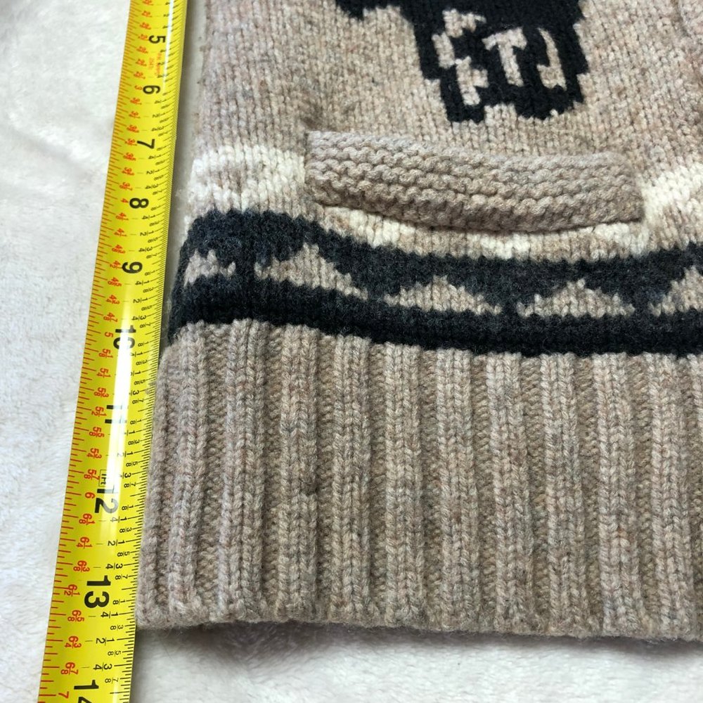 Aritzia TNA 100% Lambs wool Sea To Sky Knitted Horse Zip Up Cardigan Sweater MD - Picture 7 of 9
